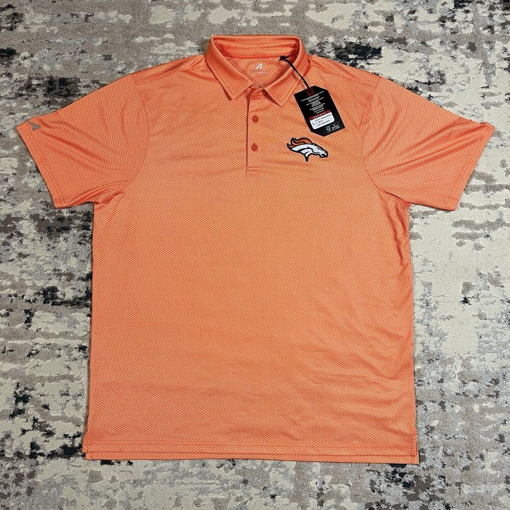 New Men Size L Denver Broncos Trickle Polo Shirt Antigua NFL AOP All Over Print